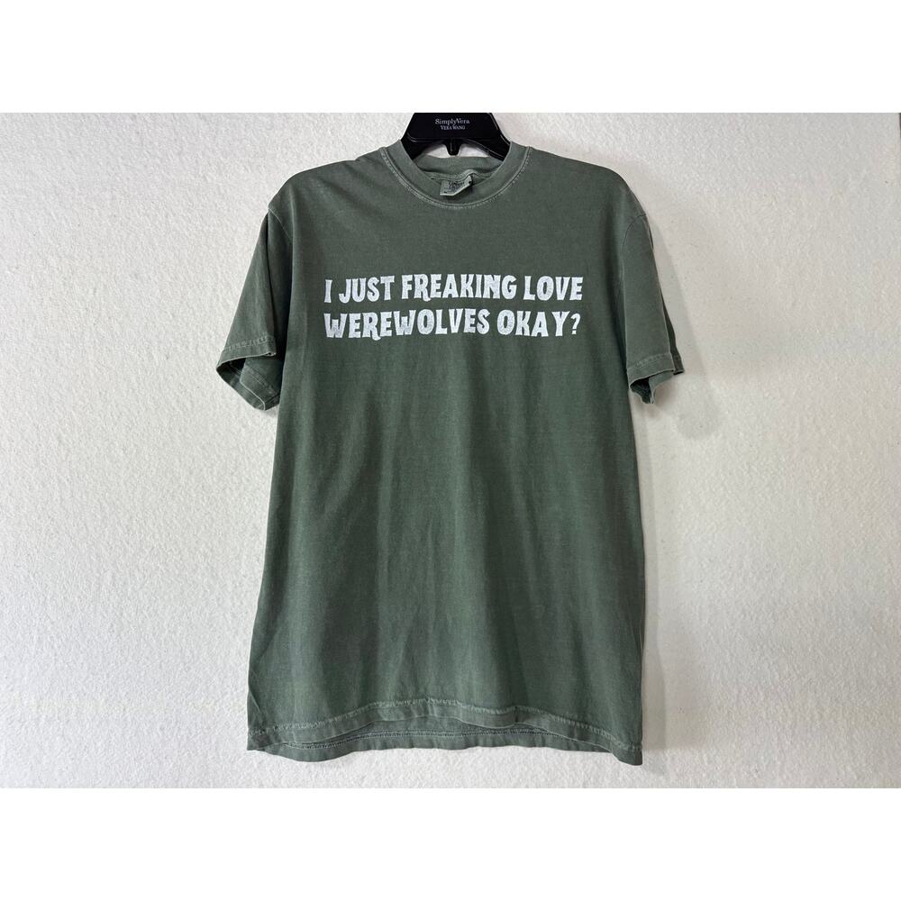 Love Werewolves Comfort Color Brand Unisex Green T-shirt Size M Cabincore Nature